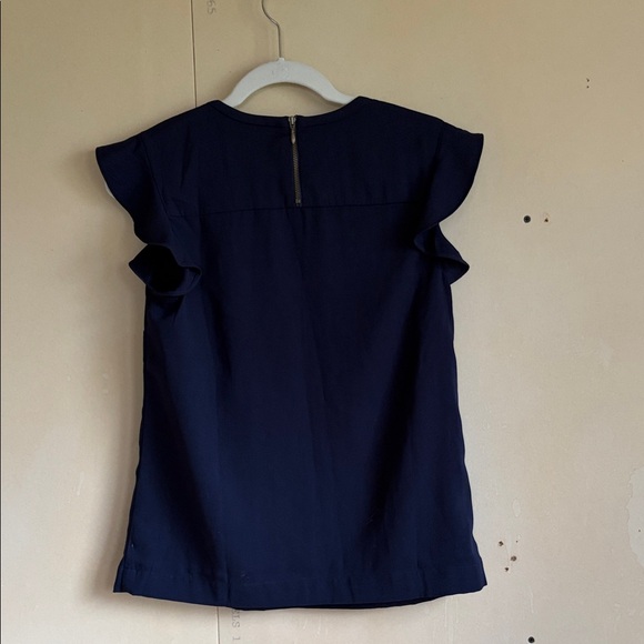 J. Crew Navy Ruffle Sleeve Blouse - Picture 5 of 6